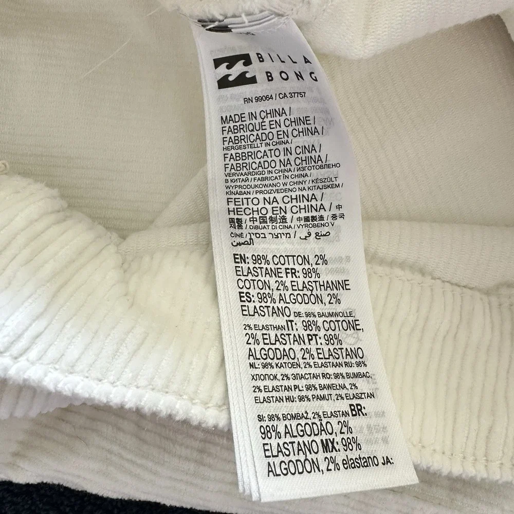 BILLABONG Free Fall Corduroy Shorts Womens Size 30 Salt Crystal Cream‎ Retro NWT - Picture 9 of 9